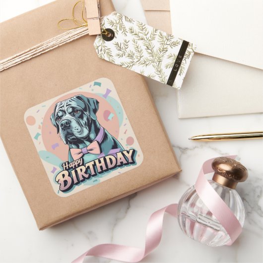 杖のコルソカラフル犬 スクエアシール (ギフト)