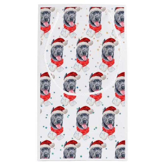 杖のコルソ犬がクリスマススターを育てる スモールペーパーバッグ (裏面)