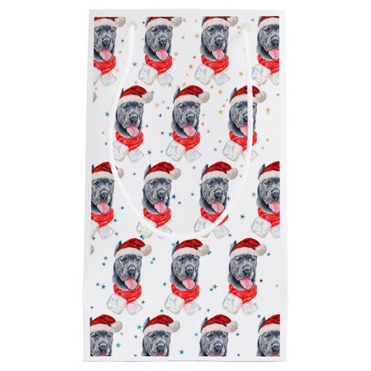 杖のコルソ犬がクリスマススターを育てる スモールペーパーバッグ (正面)