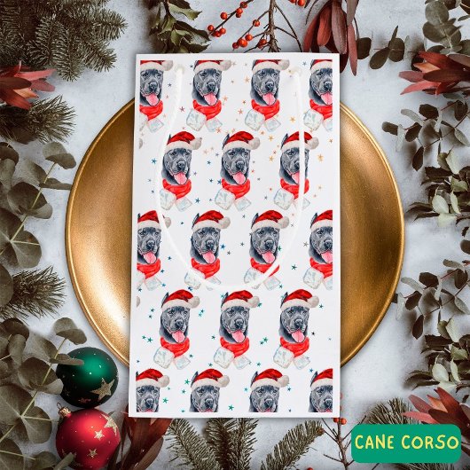 杖のコルソ犬がクリスマススターを育てる スモールペーパーバッグ