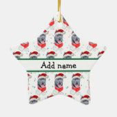 杖のコルソ犬がクリスマススターを育てる セラミックオーナメント (裏面)