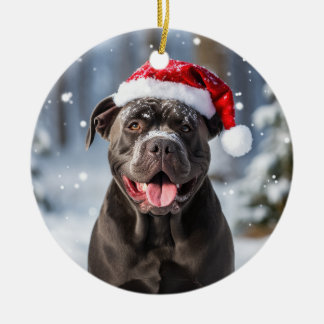 杖のコルソ犬のクリスマス記念品 セラミックオーナメント