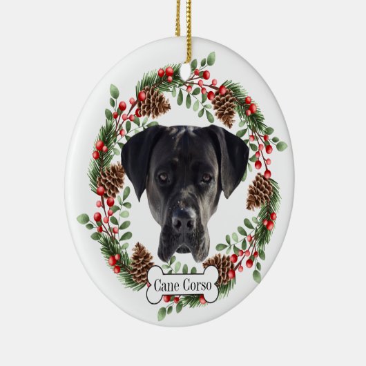 杖のコルソ犬 セラミックオーナメント (右)
