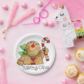 杖のジンジャーブレッドマンの紙皿の上昇 ペーパープレート (パーティー)