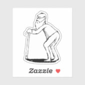 杖のスケッチを持ったもろい老人 シール (シート)