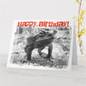 杖のヒキガエルのオーストラリアのおもしろいで巨大なバースデー・カード カード (黄色い花)