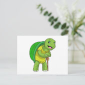 杖をついたカメの年金生活者 ポストカード (スタンド正面)