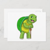 杖をついたカメの年金生活者 ポストカード (正面/裏面)