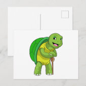 杖をついた年金生活者としてのカメ ポストカード (正面/裏面)