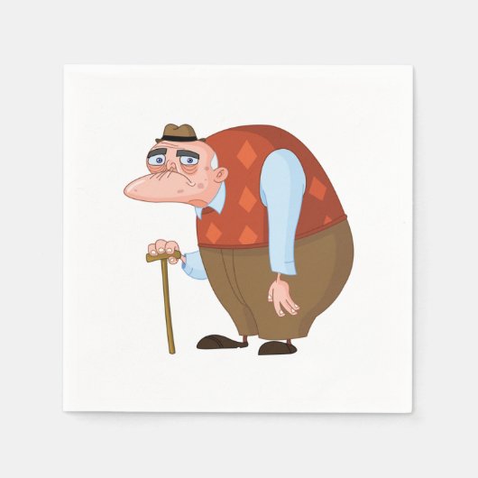 杖を持った老人 スタンダードカクテルナプキン (正面)