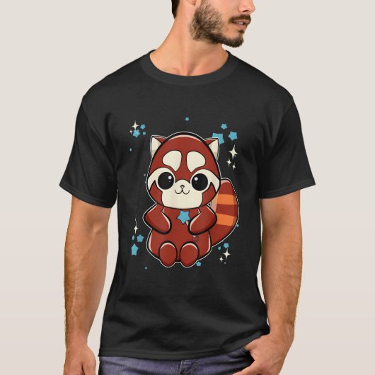 杖を持つレッドパンダ Tシャツ (正面)