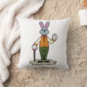 杖を持つ紳士としてのウサギ クッション (ブランケット)