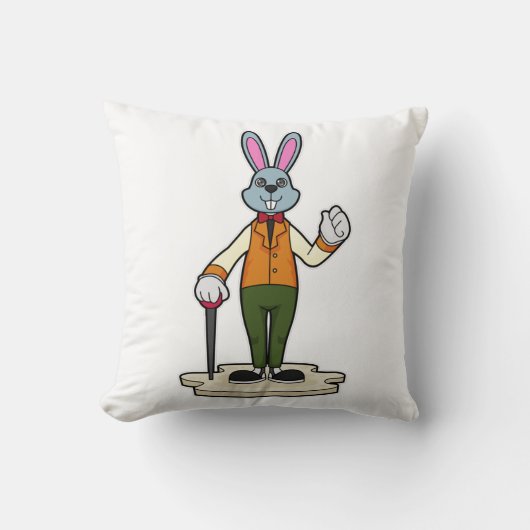 杖を持つ紳士としてのウサギ クッション (正面)