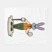 杖を持つ紳士としてのウサギ フリースブランケット (正面(横))