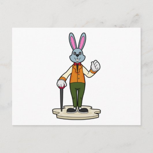 杖を持つ紳士ウサギ ポストカード (正面)