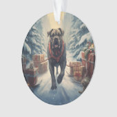 杖コルソのクリスマス、犬のメモリアル贈り物、犬の恋人g オーナメント (正面)