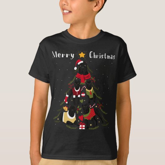 杖コルソクリスマスツリークリスマスドッグ恋人 Tシャツ (正面)