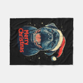 杖コルソサンタハットメリークリスマスクリスマス犬の愛 フリースブランケット (正面(横))