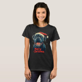 杖コルソサンタハットメリークリスマスクリスマス犬の愛 Tシャツ (正面フル)