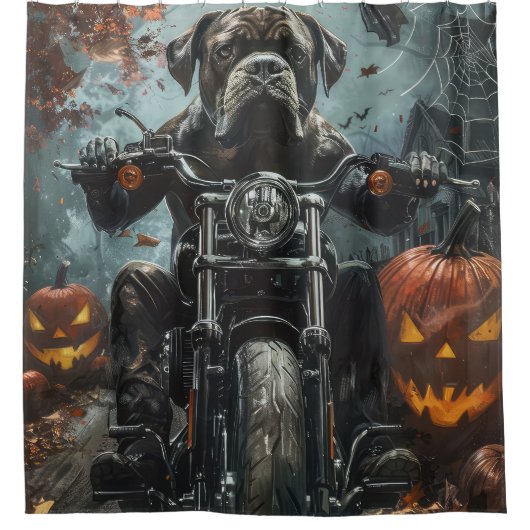 杖コルソ乗用オートバイハロウィンホラー シャワーカーテン (正面)
