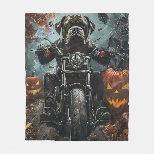 杖コルソ乗用オートバイハロウィンホラー フリースブランケット (正面)