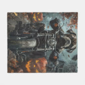 杖コルソ乗用オートバイハロウィンホラー フリースブランケット (正面(横))