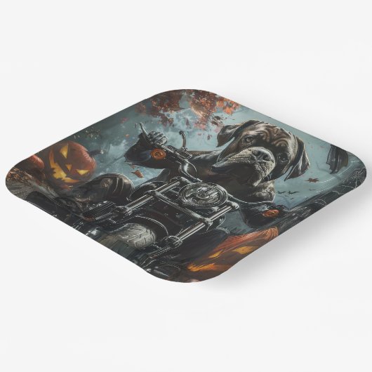 杖コルソ乗用オートバイハロウィンホラー ペーパープレート (傾斜あり)