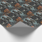 杖コルソ乗用オートバイハロウィンホラー ラッピングペーパー (角)