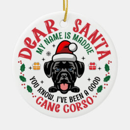 杖コルソ犬のパーソナライズされたクリスマスツリー セラミックオーナメント
