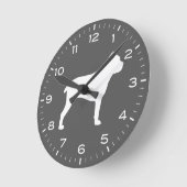 杖コルソ犬の毛のシルエット ラウンド壁時計 (傾斜)