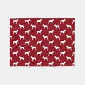 杖コルソ犬シルエットのパタ赤と白ーン フリースブランケット (正面(横))