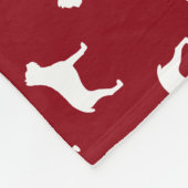 杖コルソ犬シルエットのパタ赤と白ーン フリースブランケット (角)