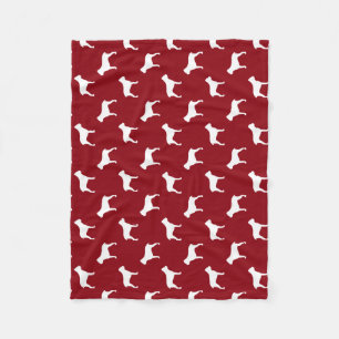 杖コルソ犬シルエットのパタ赤と白ーン フリースブランケット