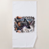 杖コルソ犬ハロウィーン ビーチタオル (正面)