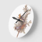 杜松の木のAudubonのヒメレンジャクの鳥の組 ラウンド壁時計 (傾斜)