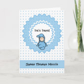 「来た！」 男の赤ちゃん誕生のお知らせ 案内状 (正面)