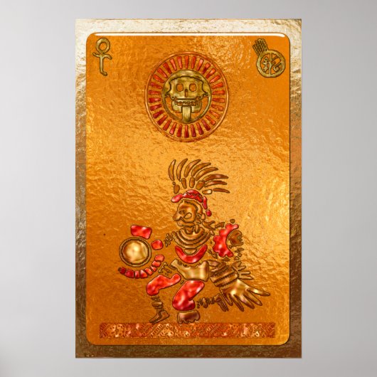 来だ！3Dアステカ先住民アメリカンモチーフ ポスター (正面)