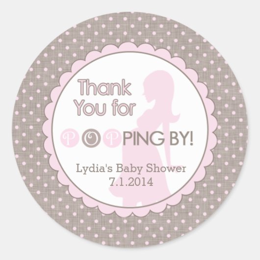 来てくれてありがとう!ピンクとブラウン ラウンドシール (正面)