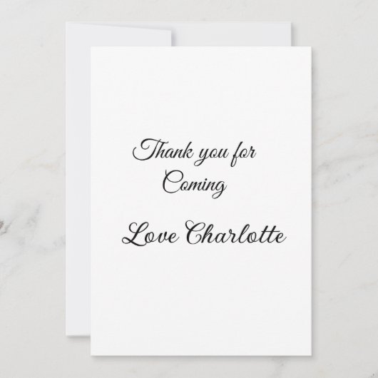 来てくれてありがとう、名前を追加したテキストメッセージ 招待状 (正面)