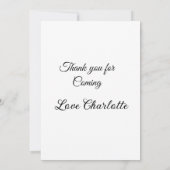 来てくれてありがとう、名前を追加したテキストメッセージ 招待状 (裏面)