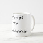 来てくれてありがとう、名前を追加するテキストメッセージ コーヒーマグカップ (正面右)