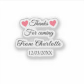 来てくれてありがとう、名前を追加するテキストメッセージ シール (正面)