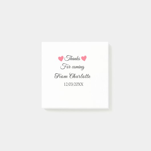 来てくれてありがとう、名前を追加するテキストメッセージ ポストイット (正面)