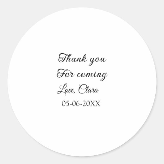 来てくれてありがとう、名前を追加するテキストメッセージ ラウンドシール (正面)