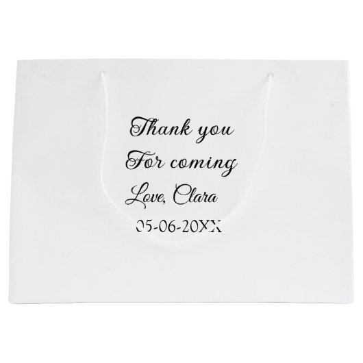 来てくれてありがとう、名前を追加するテキストメッセージ ラージペーパーバッグ (正面)