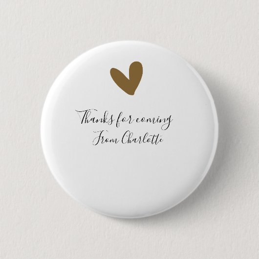 来てくれてありがとう + 名前を追加（テキストメッセージ/ゴールドハート） 缶バッジ (正面)