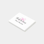 来てくれてありがとう 名前を追加 テキスト メッセージ ピンクの蝶ネクタイ ポストイット (アングル)