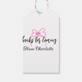 来てくれてありがとう 名前を追加 テキスト メッセージ ピンクの蝶リボン f ギフトタグ