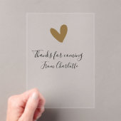 来てくれてありがとう - 名前 - テキストメッセージ - ゴールドハート アクリル招待状 (インサイチュ (ポータブル))