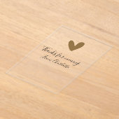 来てくれてありがとう - 名前 - テキストメッセージ - ゴールドハート アクリル招待状 (レイダウン)